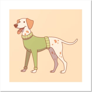 Lemon dalmatian wearing a green sweater Posters and Art